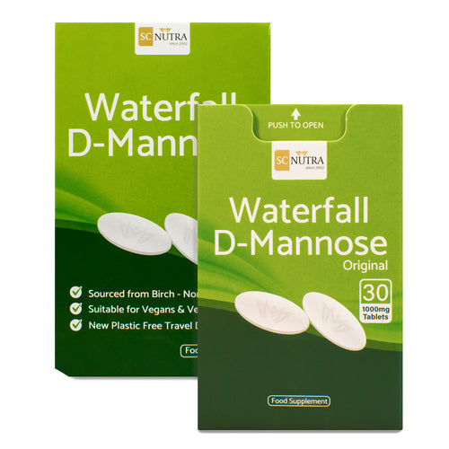 Compresse di D-Mannose Waterfall (30 x 1000mg) - Nuovo pratico pacchetto di cartone