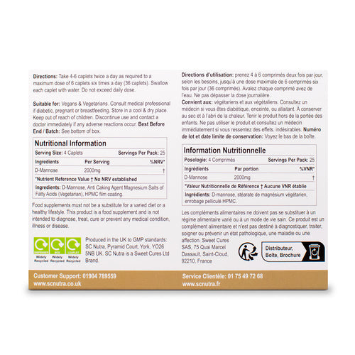 Capsule di D-Mannosio Waterfall / Compresse facili da deglutire 500 mg