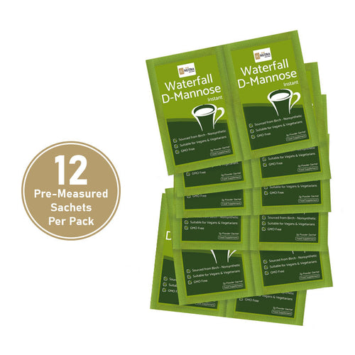 12 Pre-Measured Waterfall D-Mannose Instant Sachets per pack.